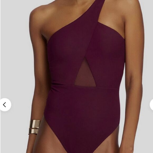NWT Jets Women's One-Shoulder Mesh-Inset 1-Piece Swimsuit Size US 10 - Picture 1 of 14